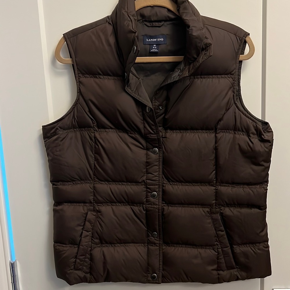 Lands' End Women's Brown Quilted Puffer Vest
